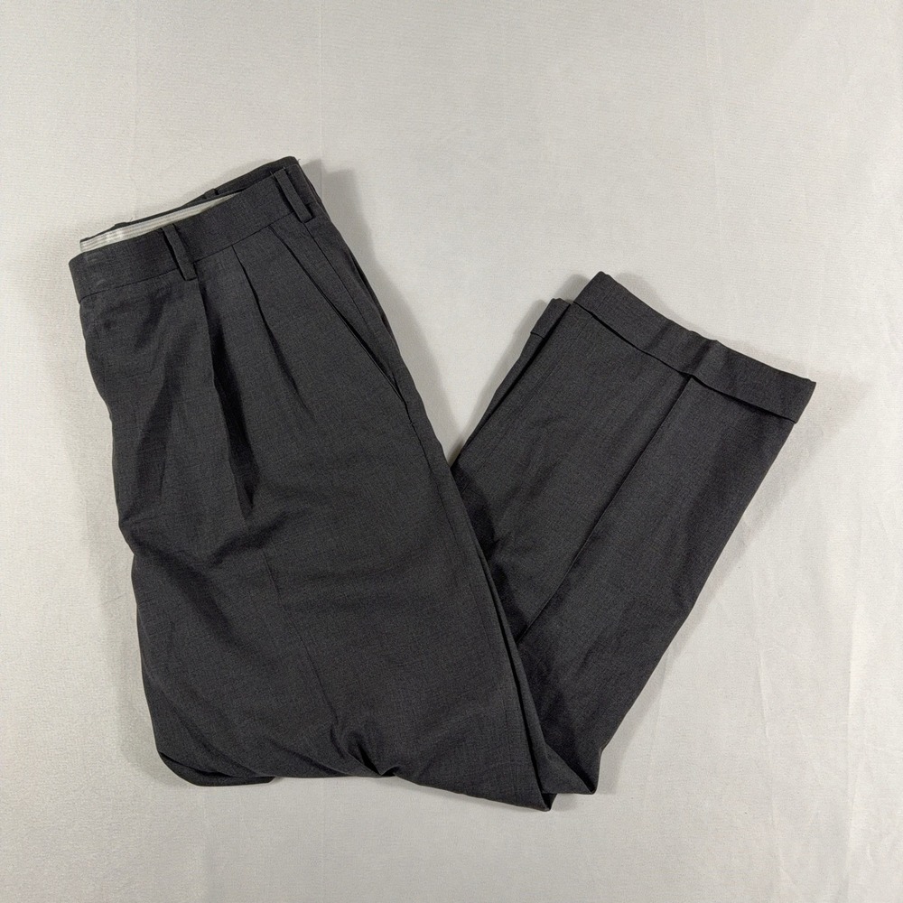 Zanella Bennett Pleated Dress Pants‎ Super 120s Wool Cuffed Gray 38x28.5